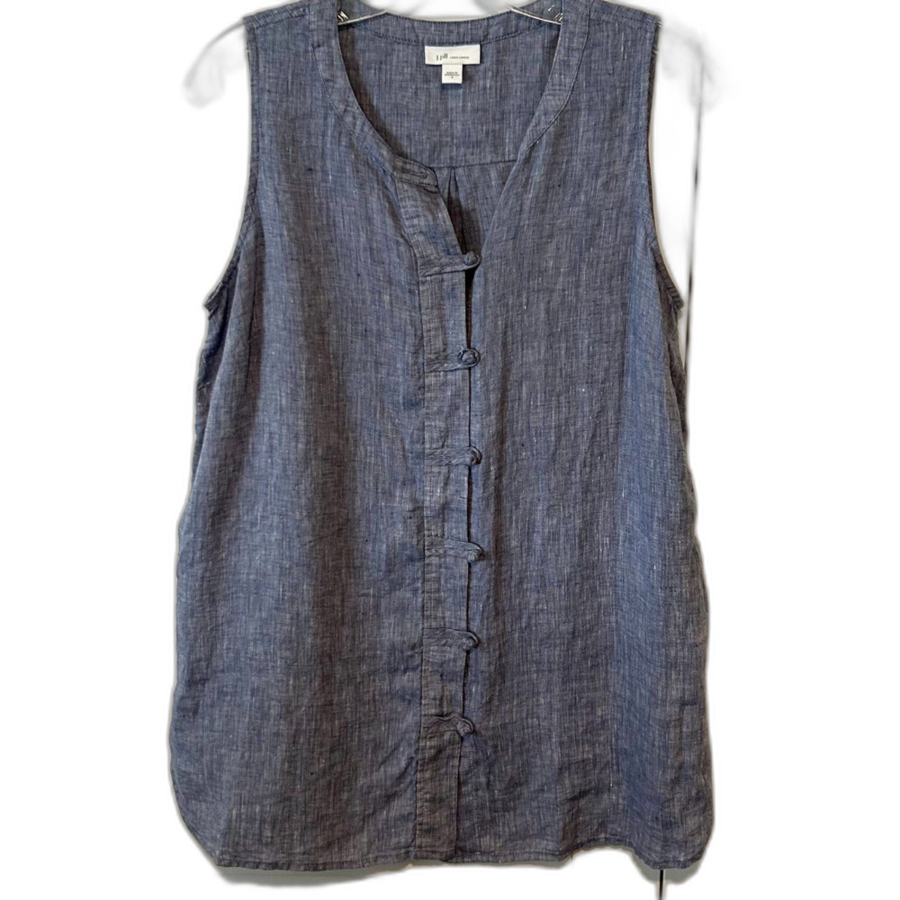 J. Jill Women's Love Linen Blue Sleeveless Top in Size S